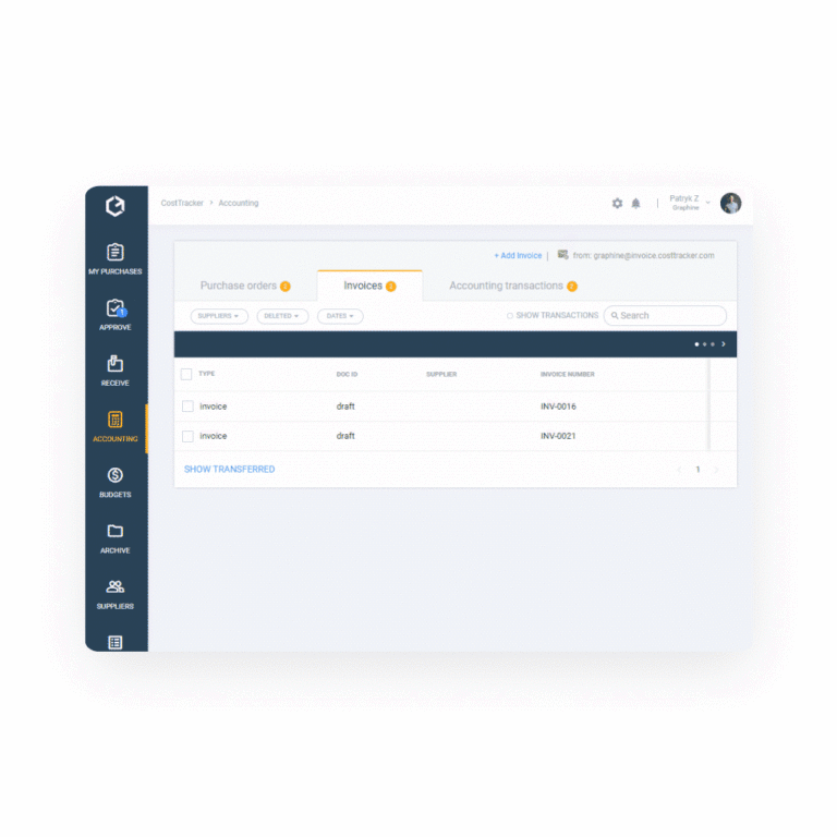 costtracker invoices